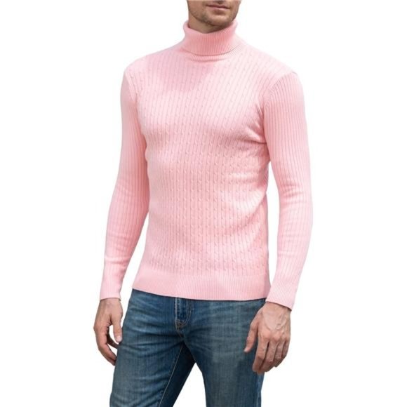 Men's Casual Slim Fit Turtleneck Pullover Sweaters Tops with Twist